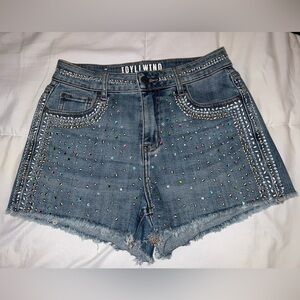 Idyllwind Blue Rhinestone Embellished Jean Shorts